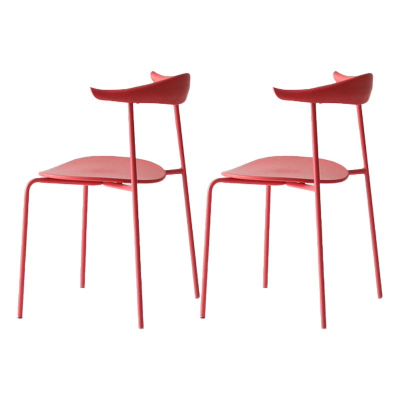 Industrial Open Back Dining Side Chair Matte Finish Armless Dining Side Chairs Red 2 Piece Set Clearhalo ' kitchen&dining_furn' 'Dining Chairs' 'Dining Tables & Seating' 'dining_chair' 'furn' 'furn_dining_chair' 'Furniture' 'furniture_dining_chair' 'Kitchen & Dining Furniture' 'kitchen' 4330528