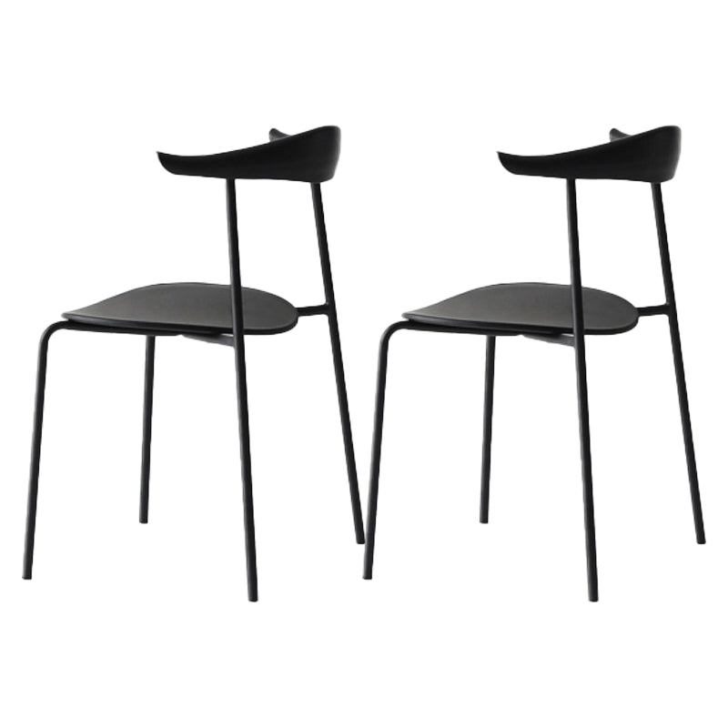 Industrial Open Back Dining Side Chair Matte Finish Armless Dining Side Chairs Black 2 Piece Set Clearhalo ' kitchen&dining_furn' 'Dining Chairs' 'Dining Tables & Seating' 'dining_chair' 'furn' 'furn_dining_chair' 'Furniture' 'furniture_dining_chair' 'Kitchen & Dining Furniture' 'kitchen' 4330532