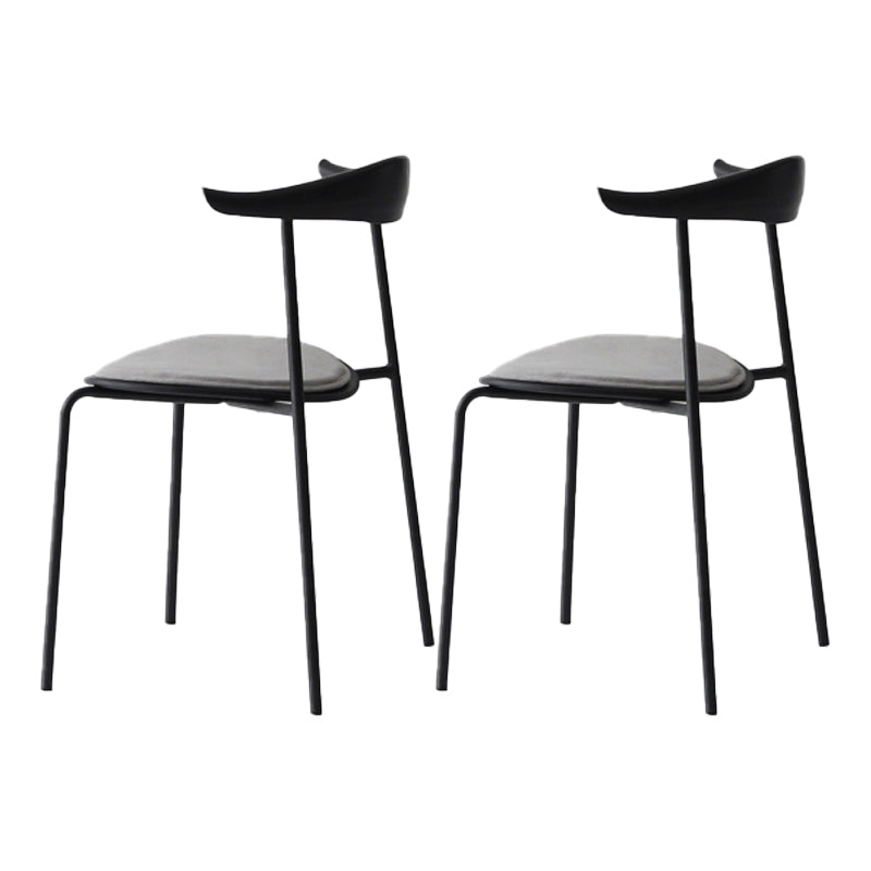 Industrial Open Back Dining Side Chair Matte Finish Armless Dining Side Chairs Gloss Black 2 Piece Set Clearhalo ' kitchen&dining_furn' 'Dining Chairs' 'Dining Tables & Seating' 'dining_chair' 'furn' 'furn_dining_chair' 'Furniture' 'furniture_dining_chair' 'Kitchen & Dining Furniture' 'kitchen' 4330534