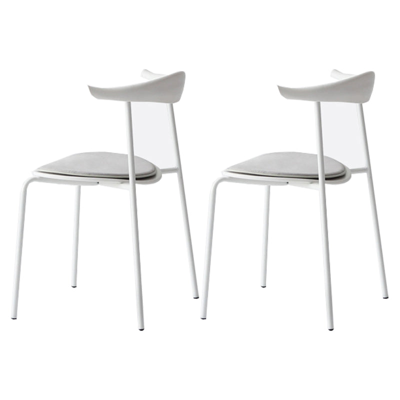 Industrial Open Back Dining Side Chair Matte Finish Armless Dining Side Chairs Gloss White 2 Piece Set Clearhalo ' kitchen&dining_furn' 'Dining Chairs' 'Dining Tables & Seating' 'dining_chair' 'furn' 'furn_dining_chair' 'Furniture' 'furniture_dining_chair' 'Kitchen & Dining Furniture' 'kitchen' 4330540