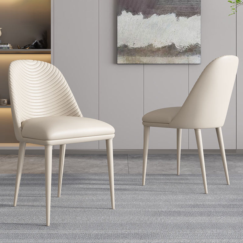 Contemporary Style Armless Solid Back Chair Leather Dining Chairs for Kitchen Clearhalo ' kitchen&dining_furn' 'Dining Chairs' 'Dining Tables & Seating' 'dining_chair' 'furn' 'furn_dining_chair' 'Furniture' 'furniture_dining_chair' 'Kitchen & Dining Furniture' 'kitchen' 4330545