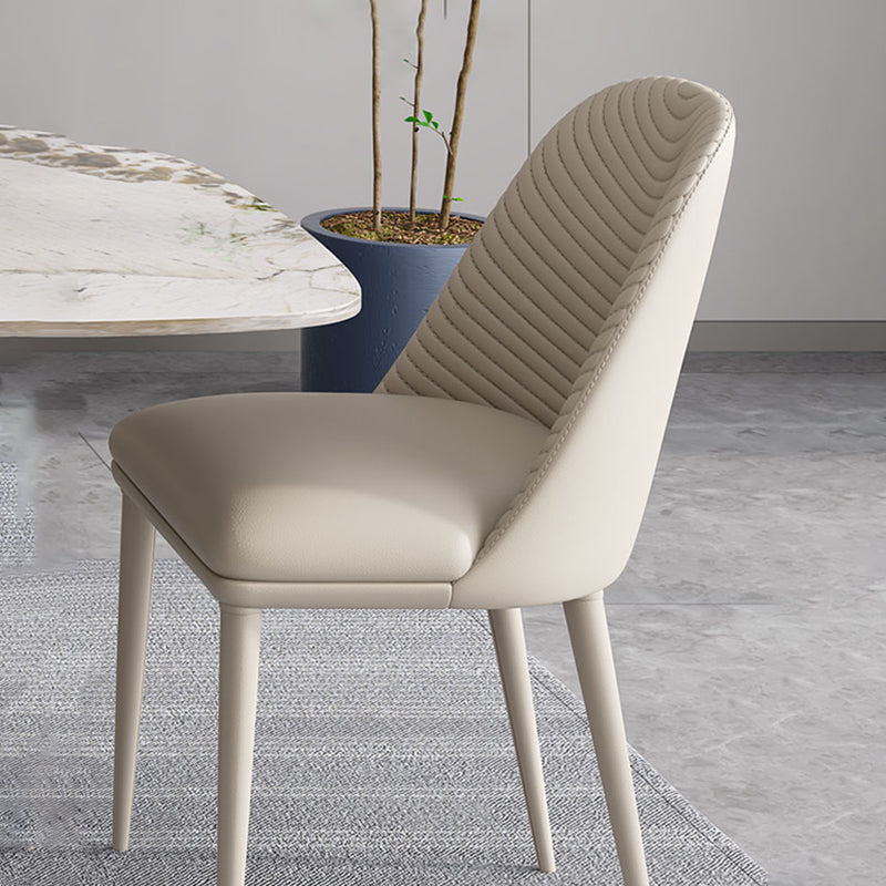 Contemporary Style Armless Solid Back Chair Leather Dining Chairs for Kitchen Clearhalo ' kitchen&dining_furn' 'Dining Chairs' 'Dining Tables & Seating' 'dining_chair' 'furn' 'furn_dining_chair' 'Furniture' 'furniture_dining_chair' 'Kitchen & Dining Furniture' 'kitchen' 4330548