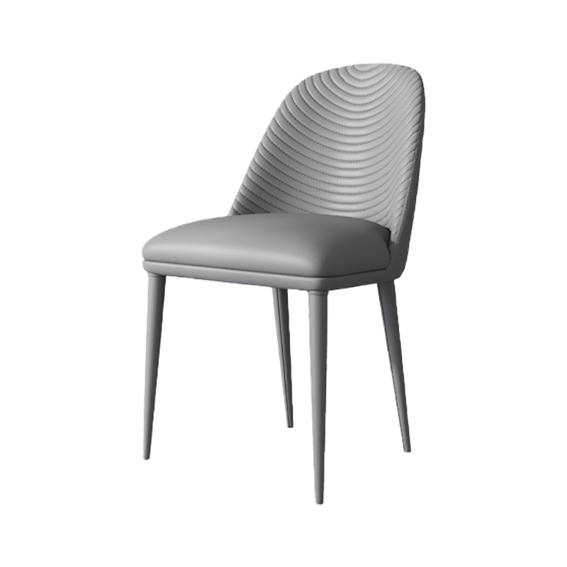 Contemporary Style Armless Solid Back Chair Leather Dining Chairs for Kitchen Grey 1 Piece Clearhalo ' kitchen&dining_furn' 'Dining Chairs' 'Dining Tables & Seating' 'dining_chair' 'furn' 'furn_dining_chair' 'Furniture' 'furniture_dining_chair' 'Kitchen & Dining Furniture' 'kitchen' 4330551