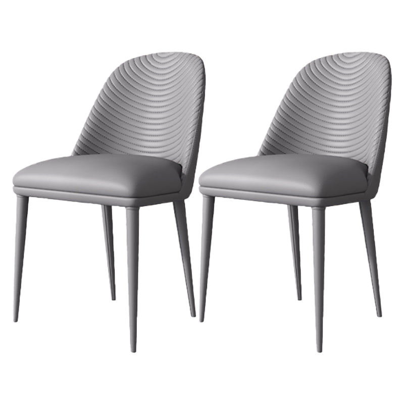 Contemporary Style Armless Solid Back Chair Leather Dining Chairs for Kitchen Grey 2 Piece Set Clearhalo ' kitchen&dining_furn' 'Dining Chairs' 'Dining Tables & Seating' 'dining_chair' 'furn' 'furn_dining_chair' 'Furniture' 'furniture_dining_chair' 'Kitchen & Dining Furniture' 'kitchen' 4330553