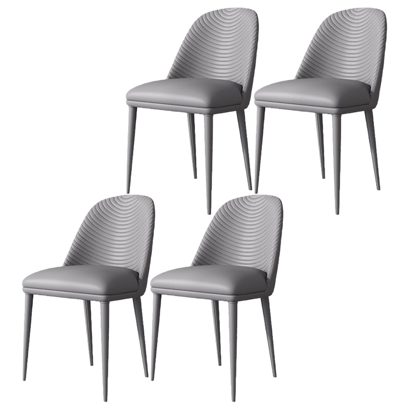 Contemporary Style Armless Solid Back Chair Leather Dining Chairs for Kitchen Grey 4 Piece Set Clearhalo ' kitchen&dining_furn' 'Dining Chairs' 'Dining Tables & Seating' 'dining_chair' 'furn' 'furn_dining_chair' 'Furniture' 'furniture_dining_chair' 'Kitchen & Dining Furniture' 'kitchen' 4330555