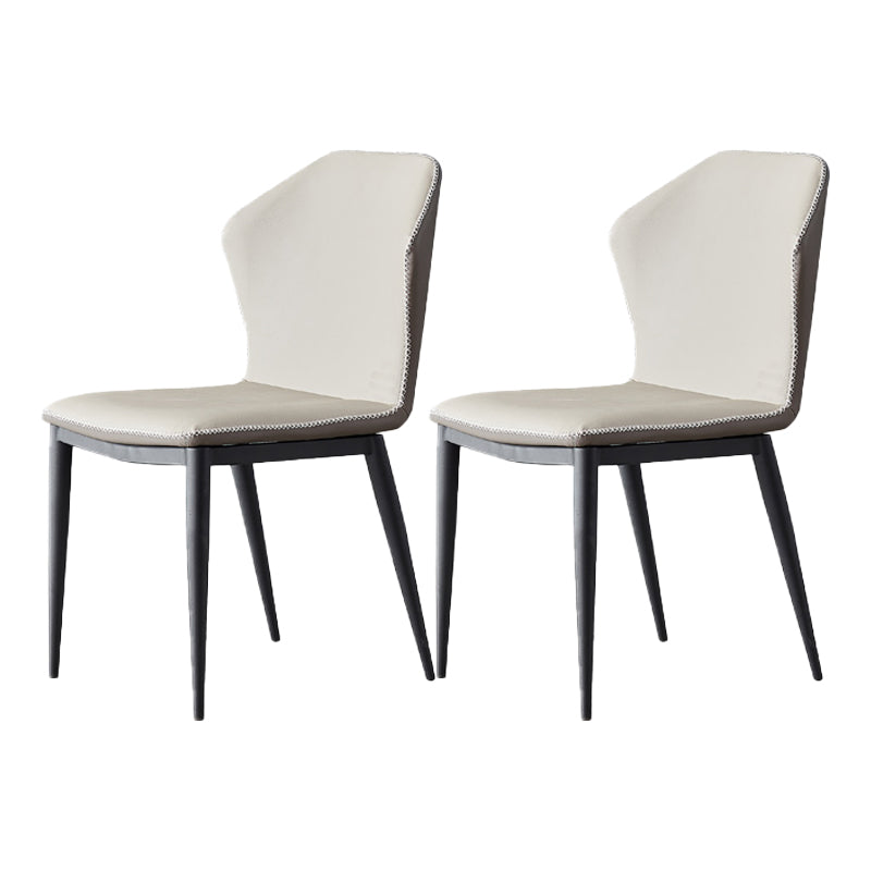 Contemporary Style Armless Wingback Chair Leather Dining Chairs Grey 2 Piece Set Clearhalo ' kitchen&dining_furn' 'Dining Chairs' 'Dining Tables & Seating' 'dining_chair' 'furn' 'furn_dining_chair' 'Furniture' 'furniture_dining_chair' 'Kitchen & Dining Furniture' 'kitchen' 4330562