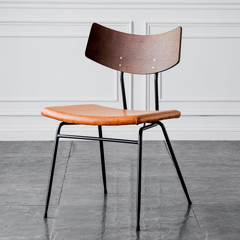 Contemporary Style Dining Chairs Armless Open Back Chair with Metal Legs Light Brown 1 Piece Clearhalo ' kitchen&dining_furn' 'Dining Chairs' 'Dining Tables & Seating' 'dining_chair' 'furn' 'furn_dining_chair' 'Furniture' 'furniture_dining_chair' 'Kitchen & Dining Furniture' 'kitchen' 4330575