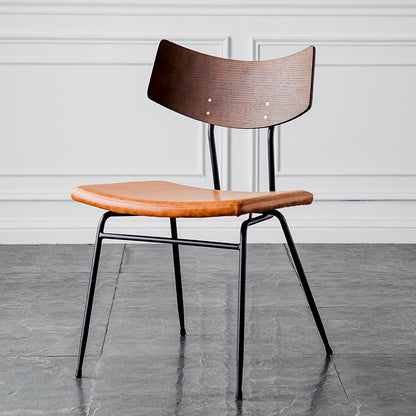 Contemporary Style Dining Chairs Armless Open Back Chair with Metal Legs Light Brown 1 Piece Clearhalo ' kitchen&dining_furn' 'Dining Chairs' 'Dining Tables & Seating' 'dining_chair' 'furn' 'furn_dining_chair' 'Furniture' 'furniture_dining_chair' 'Kitchen & Dining Furniture' 'kitchen' 4330575