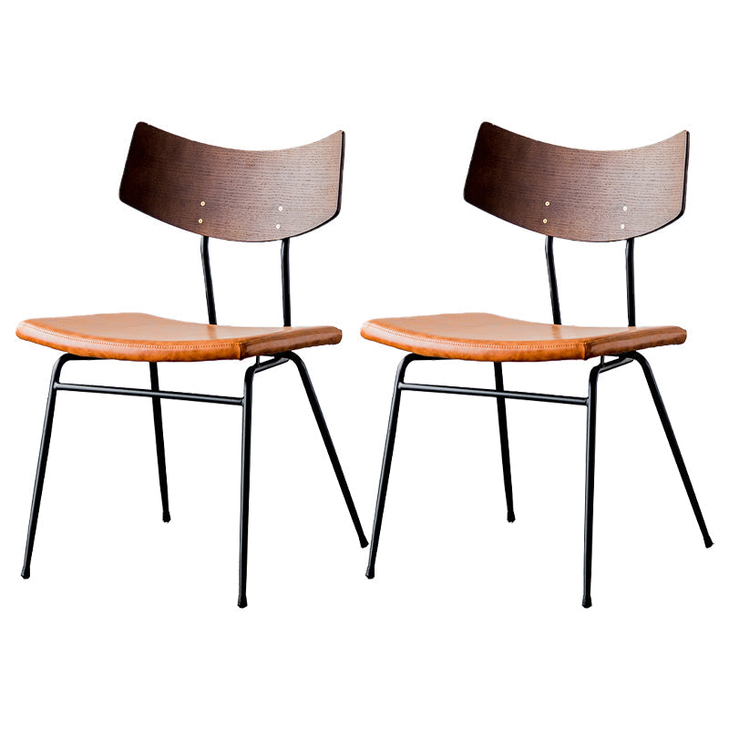 Contemporary Style Dining Chairs Armless Open Back Chair with Metal Legs Light Brown 2 Piece Set Clearhalo ' kitchen&dining_furn' 'Dining Chairs' 'Dining Tables & Seating' 'dining_chair' 'furn' 'furn_dining_chair' 'Furniture' 'furniture_dining_chair' 'Kitchen & Dining Furniture' 'kitchen' 4330576
