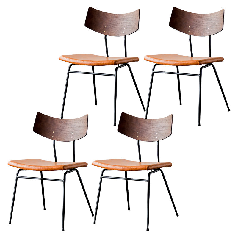 Contemporary Style Dining Chairs Armless Open Back Chair with Metal Legs Light Brown 4 Piece Set Clearhalo ' kitchen&dining_furn' 'Dining Chairs' 'Dining Tables & Seating' 'dining_chair' 'furn' 'furn_dining_chair' 'Furniture' 'furniture_dining_chair' 'Kitchen & Dining Furniture' 'kitchen' 4330579