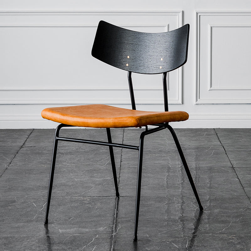 Contemporary Style Dining Chairs Armless Open Back Chair with Metal Legs Black-Brown 1 Piece Clearhalo ' kitchen&dining_furn' 'Dining Chairs' 'Dining Tables & Seating' 'dining_chair' 'furn' 'furn_dining_chair' 'Furniture' 'furniture_dining_chair' 'Kitchen & Dining Furniture' 'kitchen' 4330581