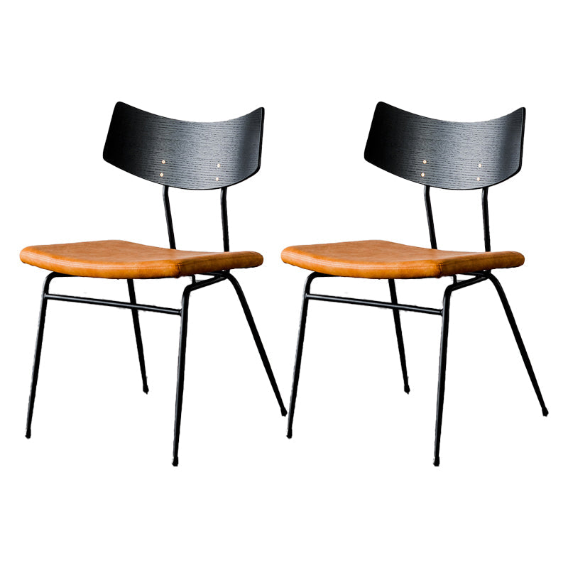 Contemporary Style Dining Chairs Armless Open Back Chair with Metal Legs Black-Brown 2 Piece Set Clearhalo ' kitchen&dining_furn' 'Dining Chairs' 'Dining Tables & Seating' 'dining_chair' 'furn' 'furn_dining_chair' 'Furniture' 'furniture_dining_chair' 'Kitchen & Dining Furniture' 'kitchen' 4330582