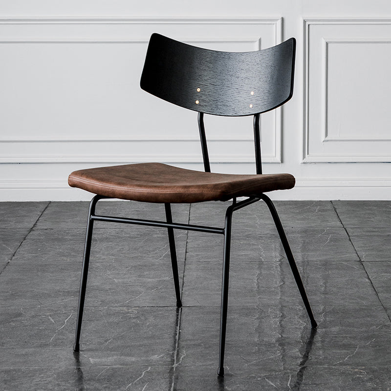 Contemporary Style Dining Chairs Armless Open Back Chair with Metal Legs Dark Coffee 1 Piece Clearhalo ' kitchen&dining_furn' 'Dining Chairs' 'Dining Tables & Seating' 'dining_chair' 'furn' 'furn_dining_chair' 'Furniture' 'furniture_dining_chair' 'Kitchen & Dining Furniture' 'kitchen' 4330586