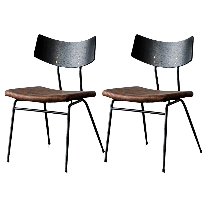 Contemporary Style Dining Chairs Armless Open Back Chair with Metal Legs Dark Coffee 2 Piece Set Clearhalo ' kitchen&dining_furn' 'Dining Chairs' 'Dining Tables & Seating' 'dining_chair' 'furn' 'furn_dining_chair' 'Furniture' 'furniture_dining_chair' 'Kitchen & Dining Furniture' 'kitchen' 4330588