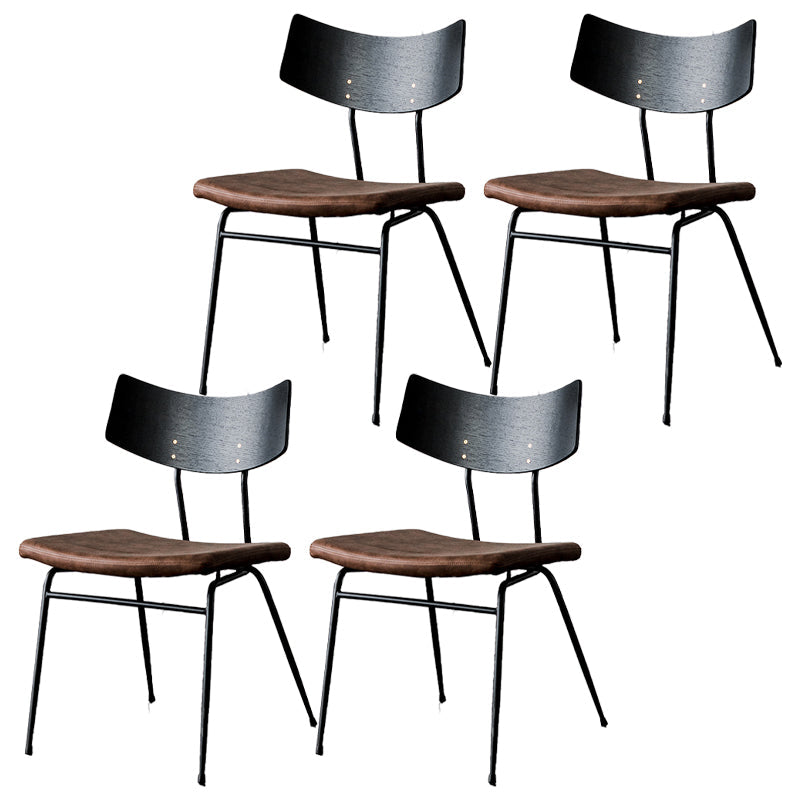 Contemporary Style Dining Chairs Armless Open Back Chair with Metal Legs Dark Coffee 4 Piece Set Clearhalo ' kitchen&dining_furn' 'Dining Chairs' 'Dining Tables & Seating' 'dining_chair' 'furn' 'furn_dining_chair' 'Furniture' 'furniture_dining_chair' 'Kitchen & Dining Furniture' 'kitchen' 4330590