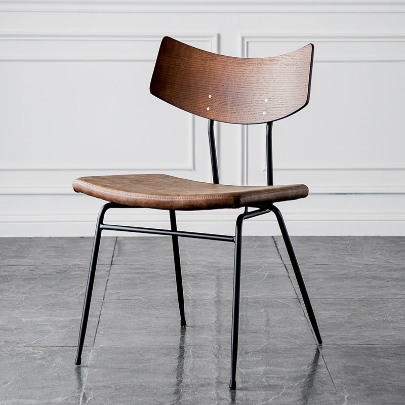 Contemporary Style Dining Chairs Armless Open Back Chair with Metal Legs Dark Brown 1 Piece Clearhalo ' kitchen&dining_furn' 'Dining Chairs' 'Dining Tables & Seating' 'dining_chair' 'furn' 'furn_dining_chair' 'Furniture' 'furniture_dining_chair' 'Kitchen & Dining Furniture' 'kitchen' 4330597