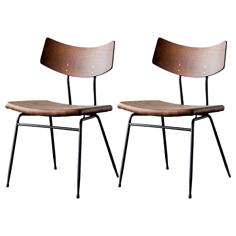 Contemporary Style Dining Chairs Armless Open Back Chair with Metal Legs Dark Brown 2 Piece Set Clearhalo ' kitchen&dining_furn' 'Dining Chairs' 'Dining Tables & Seating' 'dining_chair' 'furn' 'furn_dining_chair' 'Furniture' 'furniture_dining_chair' 'Kitchen & Dining Furniture' 'kitchen' 4330598