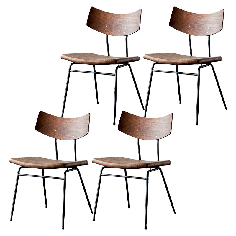 Contemporary Style Dining Chairs Armless Open Back Chair with Metal Legs Dark Brown 4 Piece Set Clearhalo ' kitchen&dining_furn' 'Dining Chairs' 'Dining Tables & Seating' 'dining_chair' 'furn' 'furn_dining_chair' 'Furniture' 'furniture_dining_chair' 'Kitchen & Dining Furniture' 'kitchen' 4330599
