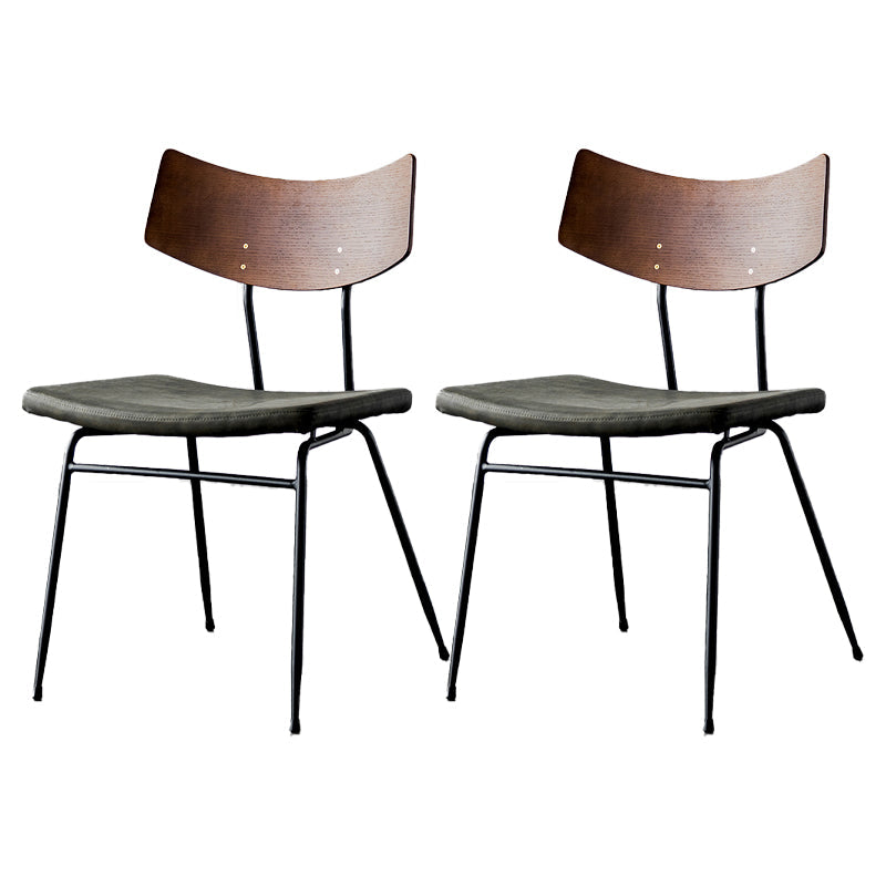 Contemporary Style Dining Chairs Armless Open Back Chair with Metal Legs Green 2 Piece Set Clearhalo ' kitchen&dining_furn' 'Dining Chairs' 'Dining Tables & Seating' 'dining_chair' 'furn' 'furn_dining_chair' 'Furniture' 'furniture_dining_chair' 'Kitchen & Dining Furniture' 'kitchen' 4330601