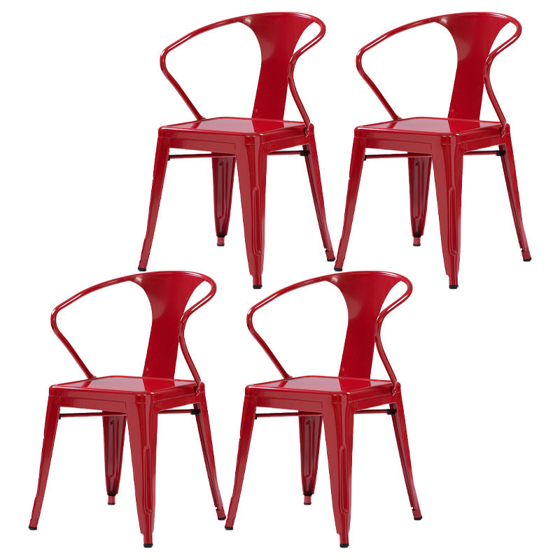Industrial Metal Dining Room Chair Slat Back Side Chair for Restaurant Use Red 4 Piece Set Clearhalo ' kitchen&dining_furn' 'Dining Chairs' 'Dining Tables & Seating' 'dining_chair' 'furn' 'furn_dining_chair' 'Furniture' 'furniture_dining_chair' 'Kitchen & Dining Furniture' 'kitchen' 4330646