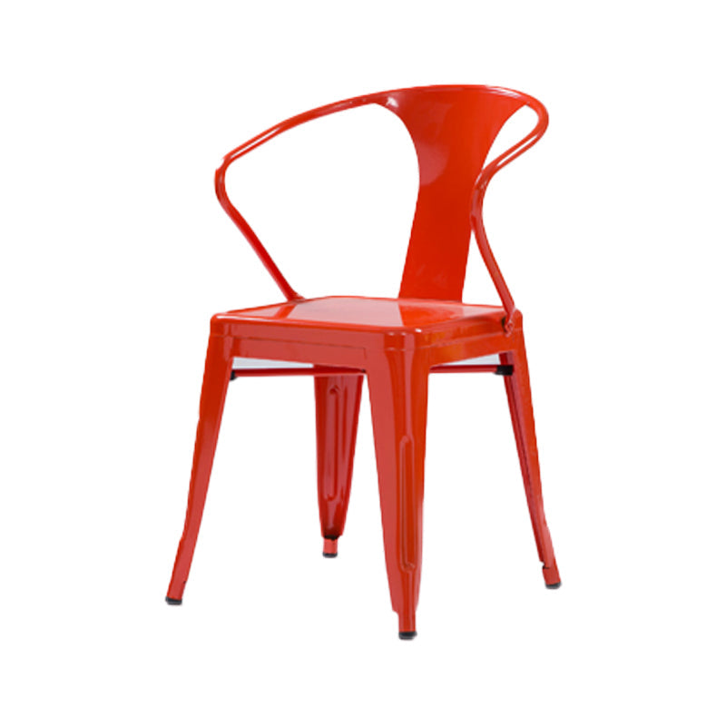 Industrial Metal Dining Room Chair Slat Back Side Chair for Restaurant Use Orange-Red 1 Piece Clearhalo ' kitchen&dining_furn' 'Dining Chairs' 'Dining Tables & Seating' 'dining_chair' 'furn' 'furn_dining_chair' 'Furniture' 'furniture_dining_chair' 'Kitchen & Dining Furniture' 'kitchen' 4330649