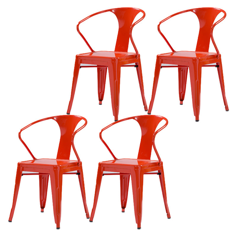 Industrial Metal Dining Room Chair Slat Back Side Chair for Restaurant Use Orange-Red 4 Piece Set Clearhalo ' kitchen&dining_furn' 'Dining Chairs' 'Dining Tables & Seating' 'dining_chair' 'furn' 'furn_dining_chair' 'Furniture' 'furniture_dining_chair' 'Kitchen & Dining Furniture' 'kitchen' 4330653