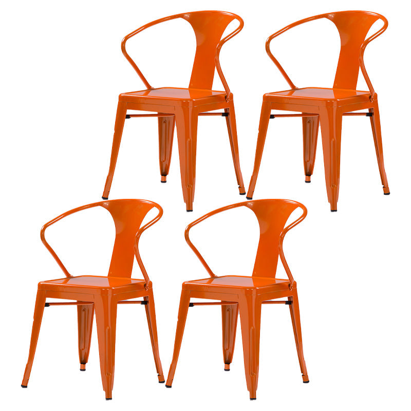 Industrial Metal Dining Room Chair Slat Back Side Chair for Restaurant Use Orange 4 Piece Set Clearhalo ' kitchen&dining_furn' 'Dining Chairs' 'Dining Tables & Seating' 'dining_chair' 'furn' 'furn_dining_chair' 'Furniture' 'furniture_dining_chair' 'Kitchen & Dining Furniture' 'kitchen' 4330659