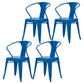 Industrial Metal Dining Room Chair Slat Back Side Chair for Restaurant Use Blue 4 Piece Set Clearhalo ' kitchen&dining_furn' 'Dining Chairs' 'Dining Tables & Seating' 'dining_chair' 'furn' 'furn_dining_chair' 'Furniture' 'furniture_dining_chair' 'Kitchen & Dining Furniture' 'kitchen' 4330663