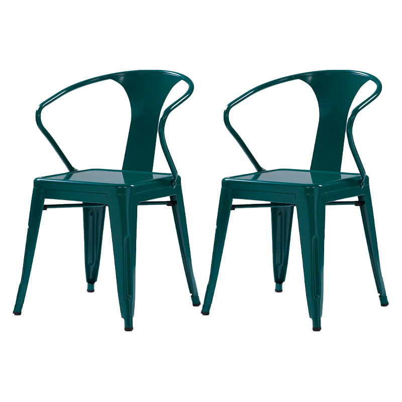 Industrial Metal Dining Room Chair Slat Back Side Chair for Restaurant Use Blackish Green 2 Piece Set Clearhalo ' kitchen&dining_furn' 'Dining Chairs' 'Dining Tables & Seating' 'dining_chair' 'furn' 'furn_dining_chair' 'Furniture' 'furniture_dining_chair' 'Kitchen & Dining Furniture' 'kitchen' 4330671