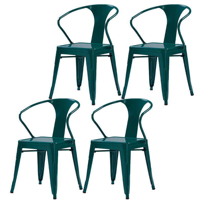 Industrial Metal Dining Room Chair Slat Back Side Chair for Restaurant Use Blackish Green 4 Piece Set Clearhalo ' kitchen&dining_furn' 'Dining Chairs' 'Dining Tables & Seating' 'dining_chair' 'furn' 'furn_dining_chair' 'Furniture' 'furniture_dining_chair' 'Kitchen & Dining Furniture' 'kitchen' 4330672