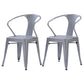 Industrial Metal Dining Room Chair Slat Back Side Chair for Restaurant Use Silver Gray 2 Piece Set Clearhalo ' kitchen&dining_furn' 'Dining Chairs' 'Dining Tables & Seating' 'dining_chair' 'furn' 'furn_dining_chair' 'Furniture' 'furniture_dining_chair' 'Kitchen & Dining Furniture' 'kitchen' 4330677