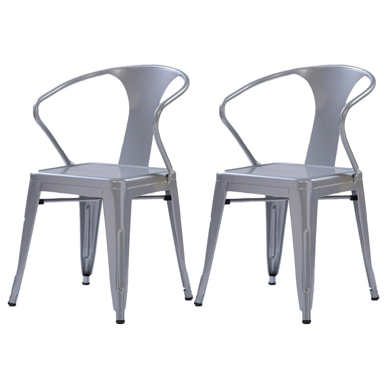 Industrial Metal Dining Room Chair Slat Back Side Chair for Restaurant Use Silver Gray 2 Piece Set Clearhalo ' kitchen&dining_furn' 'Dining Chairs' 'Dining Tables & Seating' 'dining_chair' 'furn' 'furn_dining_chair' 'Furniture' 'furniture_dining_chair' 'Kitchen & Dining Furniture' 'kitchen' 4330677