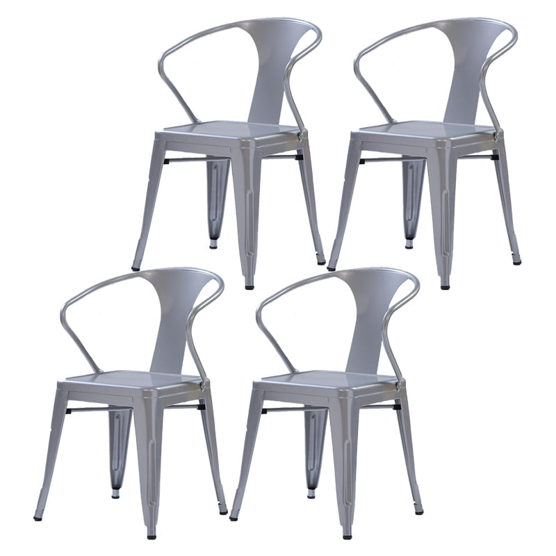 Industrial Metal Dining Room Chair Slat Back Side Chair for Restaurant Use Silver Gray 4 Piece Set Clearhalo ' kitchen&dining_furn' 'Dining Chairs' 'Dining Tables & Seating' 'dining_chair' 'furn' 'furn_dining_chair' 'Furniture' 'furniture_dining_chair' 'Kitchen & Dining Furniture' 'kitchen' 4330678