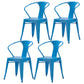 Industrial Metal Dining Room Chair Slat Back Side Chair for Restaurant Use Sky Blue 4 Piece Set Clearhalo ' kitchen&dining_furn' 'Dining Chairs' 'Dining Tables & Seating' 'dining_chair' 'furn' 'furn_dining_chair' 'Furniture' 'furniture_dining_chair' 'Kitchen & Dining Furniture' 'kitchen' 4330684
