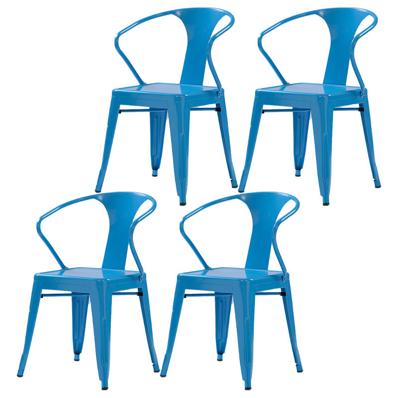 Industrial Metal Dining Room Chair Slat Back Side Chair for Restaurant Use Sky Blue 4 Piece Set Clearhalo ' kitchen&dining_furn' 'Dining Chairs' 'Dining Tables & Seating' 'dining_chair' 'furn' 'furn_dining_chair' 'Furniture' 'furniture_dining_chair' 'Kitchen & Dining Furniture' 'kitchen' 4330684