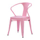 Industrial Metal Dining Room Chair Slat Back Side Chair for Restaurant Use Pink 1 Piece Clearhalo ' kitchen&dining_furn' 'Dining Chairs' 'Dining Tables & Seating' 'dining_chair' 'furn' 'furn_dining_chair' 'Furniture' 'furniture_dining_chair' 'Kitchen & Dining Furniture' 'kitchen' 4330685
