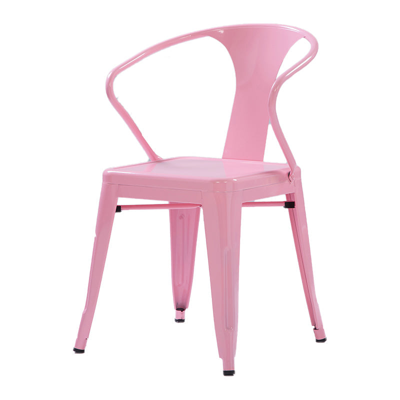 Industrial Metal Dining Room Chair Slat Back Side Chair for Restaurant Use Pink 1 Piece Clearhalo ' kitchen&dining_furn' 'Dining Chairs' 'Dining Tables & Seating' 'dining_chair' 'furn' 'furn_dining_chair' 'Furniture' 'furniture_dining_chair' 'Kitchen & Dining Furniture' 'kitchen' 4330685