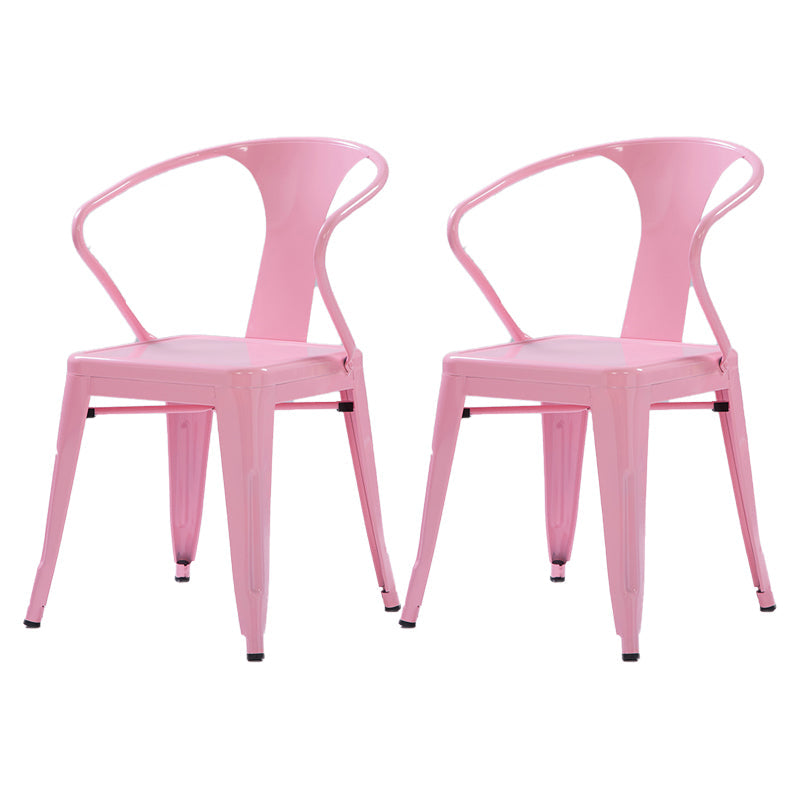 Industrial Metal Dining Room Chair Slat Back Side Chair for Restaurant Use Pink 2 Piece Set Clearhalo ' kitchen&dining_furn' 'Dining Chairs' 'Dining Tables & Seating' 'dining_chair' 'furn' 'furn_dining_chair' 'Furniture' 'furniture_dining_chair' 'Kitchen & Dining Furniture' 'kitchen' 4330686