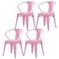 Industrial Metal Dining Room Chair Slat Back Side Chair for Restaurant Use Pink 4 Piece Set Clearhalo ' kitchen&dining_furn' 'Dining Chairs' 'Dining Tables & Seating' 'dining_chair' 'furn' 'furn_dining_chair' 'Furniture' 'furniture_dining_chair' 'Kitchen & Dining Furniture' 'kitchen' 4330687