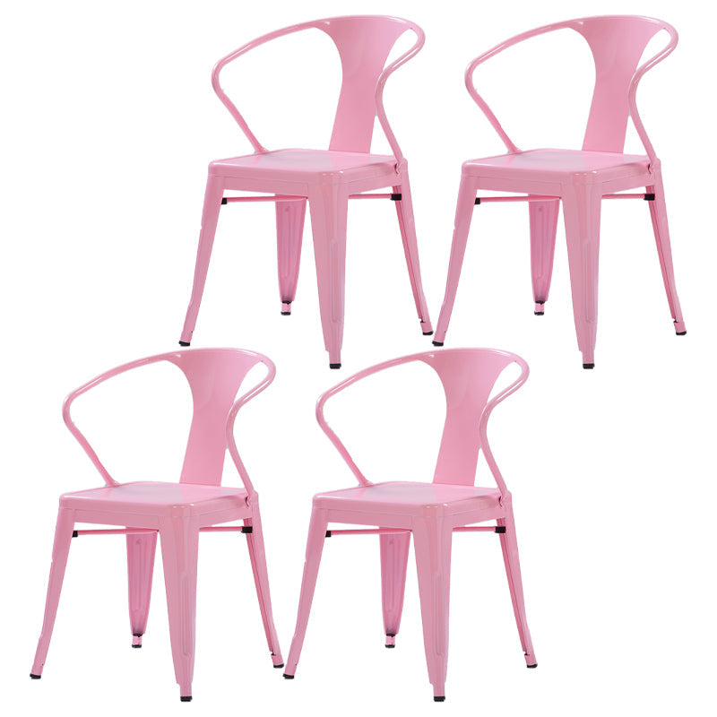 Industrial Metal Dining Room Chair Slat Back Side Chair for Restaurant Use Pink 4 Piece Set Clearhalo ' kitchen&dining_furn' 'Dining Chairs' 'Dining Tables & Seating' 'dining_chair' 'furn' 'furn_dining_chair' 'Furniture' 'furniture_dining_chair' 'Kitchen & Dining Furniture' 'kitchen' 4330687