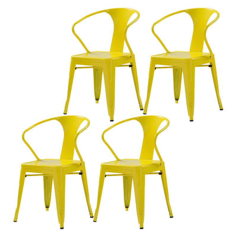 Industrial Metal Dining Room Chair Slat Back Side Chair for Restaurant Use Yellow 4 Piece Set Clearhalo ' kitchen&dining_furn' 'Dining Chairs' 'Dining Tables & Seating' 'dining_chair' 'furn' 'furn_dining_chair' 'Furniture' 'furniture_dining_chair' 'Kitchen & Dining Furniture' 'kitchen' 4330690