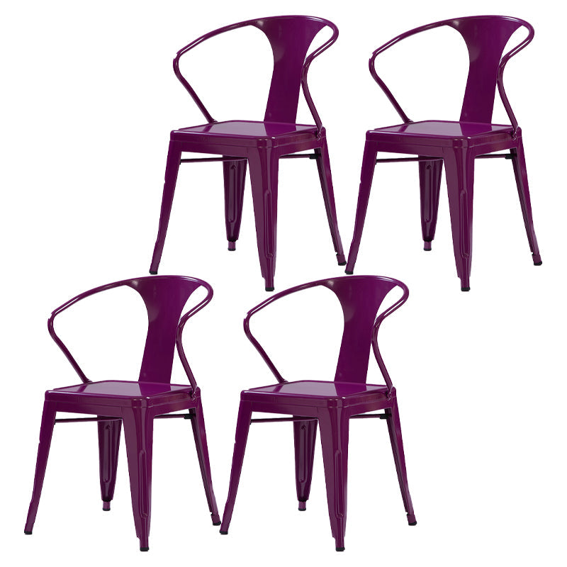 Industrial Metal Dining Room Chair Slat Back Side Chair for Restaurant Use Purple 4 Piece Set Clearhalo ' kitchen&dining_furn' 'Dining Chairs' 'Dining Tables & Seating' 'dining_chair' 'furn' 'furn_dining_chair' 'Furniture' 'furniture_dining_chair' 'Kitchen & Dining Furniture' 'kitchen' 4330693