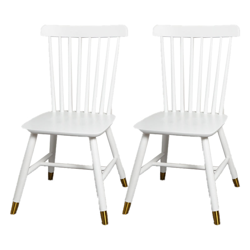 Contemporary Wood Restaurant Side Chair Windsor Back Dining Chair White-Gold 2 Piece Set Clearhalo ' kitchen&dining_furn' 'Dining Chairs' 'Dining Tables & Seating' 'dining_chair' 'furn' 'furn_dining_chair' 'Furniture' 'furniture_dining_chair' 'Kitchen & Dining Furniture' 'kitchen' 4330713