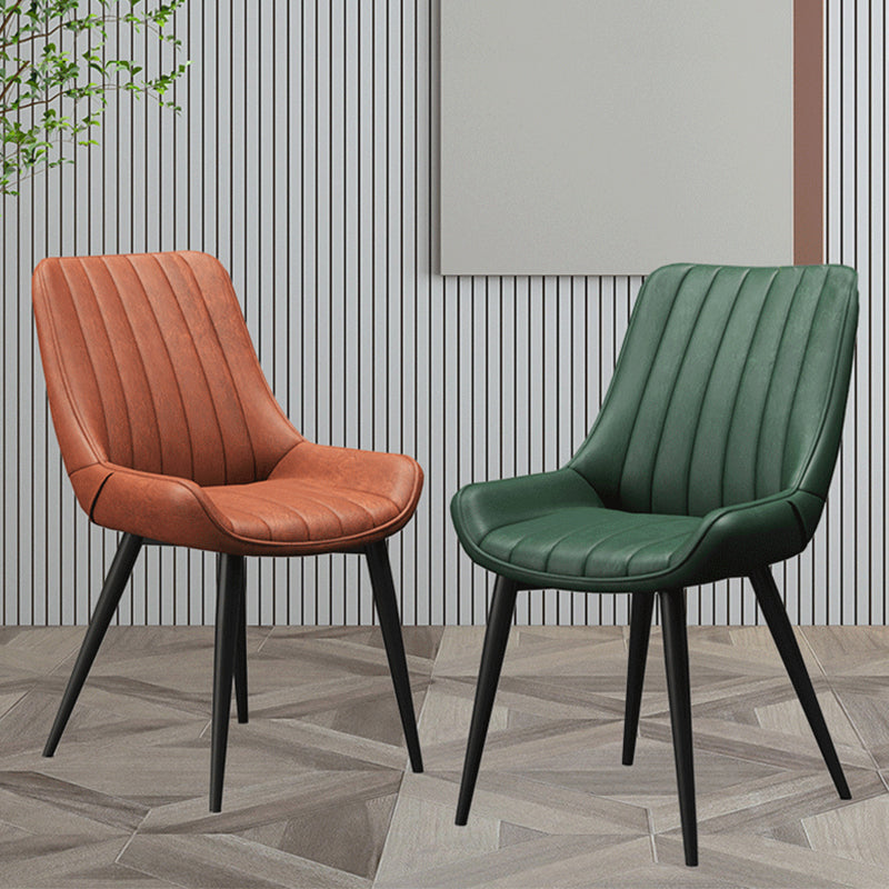 Upholstered Leather Dining Armchairs Solid Back Arm Chairs with Metal Legs Clearhalo ' kitchen&dining_furn' 'Dining Chairs' 'Dining Tables & Seating' 'dining_chair' 'furn' 'furn_dining_chair' 'Furniture' 'furniture_dining_chair' 'Kitchen & Dining Furniture' 'kitchen' 4330715