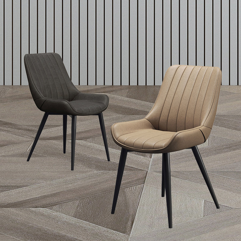 Upholstered Leather Dining Armchairs Solid Back Arm Chairs with Metal Legs Clearhalo ' kitchen&dining_furn' 'Dining Chairs' 'Dining Tables & Seating' 'dining_chair' 'furn' 'furn_dining_chair' 'Furniture' 'furniture_dining_chair' 'Kitchen & Dining Furniture' 'kitchen' 4330718