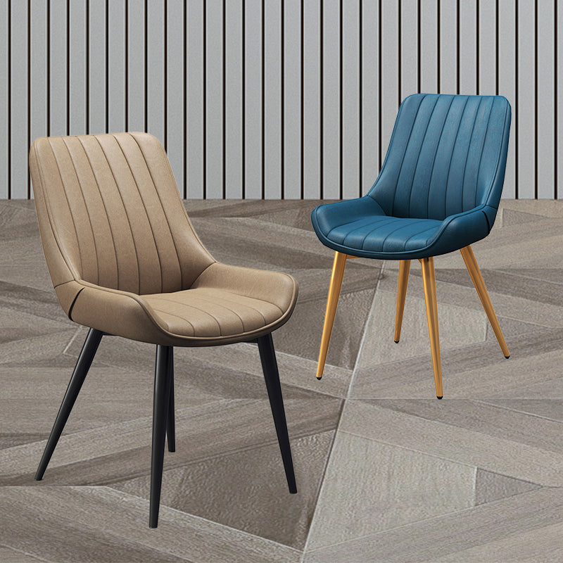 Upholstered Leather Dining Armchairs Solid Back Arm Chairs with Metal Legs Clearhalo ' kitchen&dining_furn' 'Dining Chairs' 'Dining Tables & Seating' 'dining_chair' 'furn' 'furn_dining_chair' 'Furniture' 'furniture_dining_chair' 'Kitchen & Dining Furniture' 'kitchen' 4330720