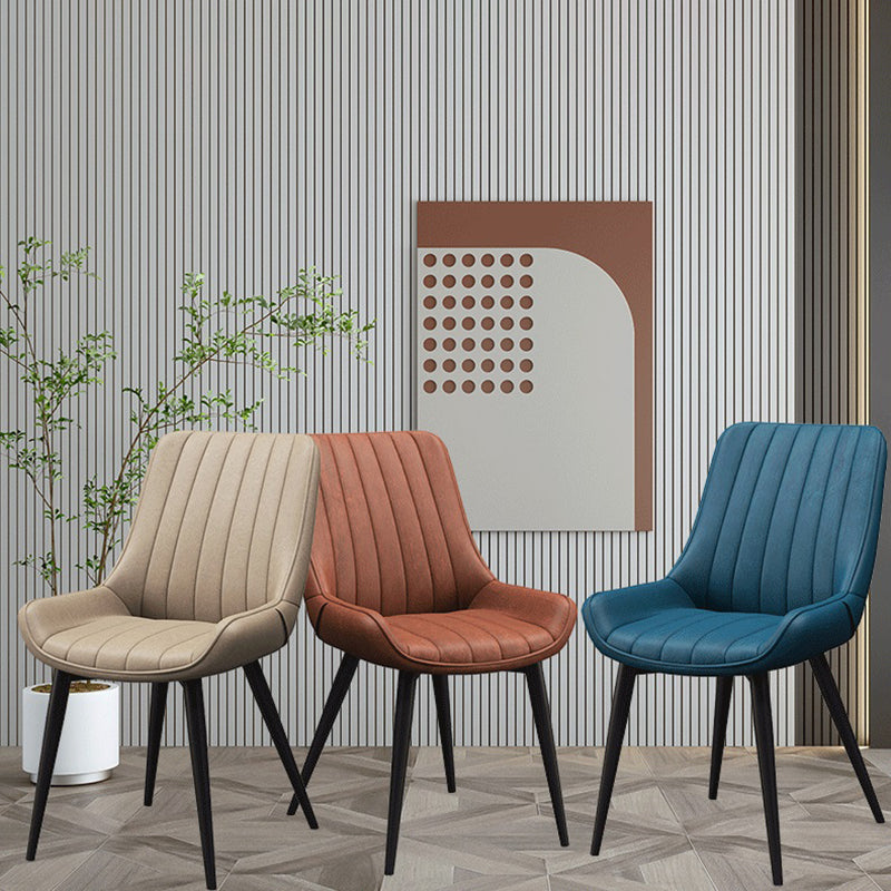 Upholstered Leather Dining Armchairs Solid Back Arm Chairs with Metal Legs Clearhalo ' kitchen&dining_furn' 'Dining Chairs' 'Dining Tables & Seating' 'dining_chair' 'furn' 'furn_dining_chair' 'Furniture' 'furniture_dining_chair' 'Kitchen & Dining Furniture' 'kitchen' 4330721