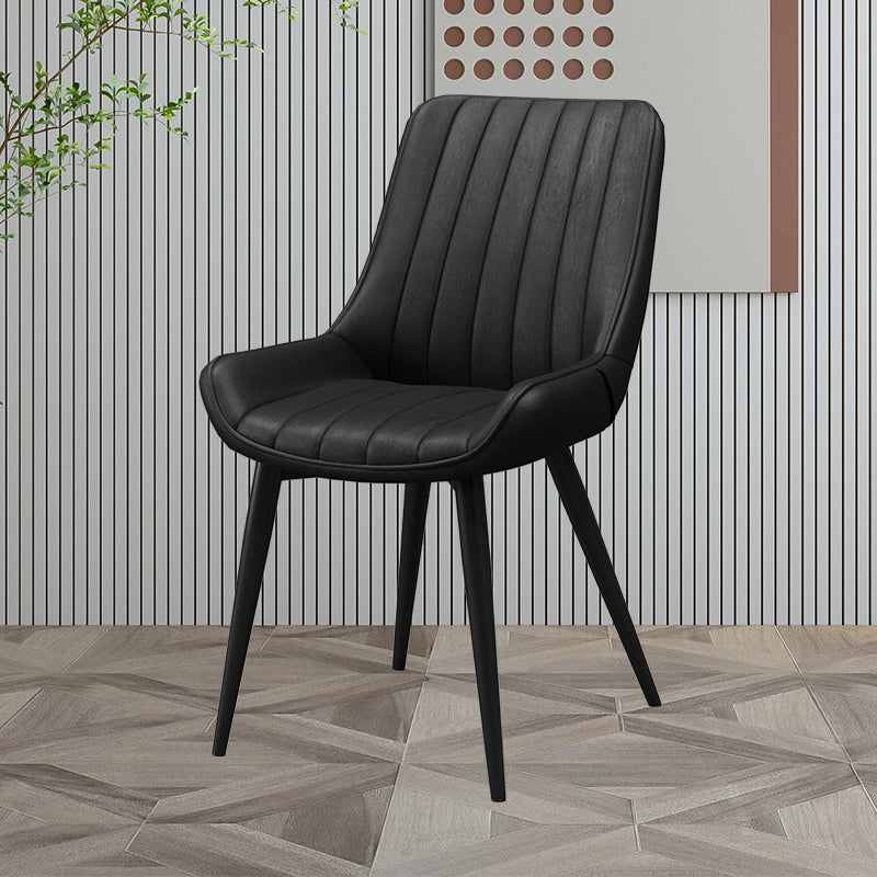 Upholstered Leather Dining Armchairs Solid Back Arm Chairs with Metal Legs Black 1 Piece Clearhalo ' kitchen&dining_furn' 'Dining Chairs' 'Dining Tables & Seating' 'dining_chair' 'furn' 'furn_dining_chair' 'Furniture' 'furniture_dining_chair' 'Kitchen & Dining Furniture' 'kitchen' 4330722