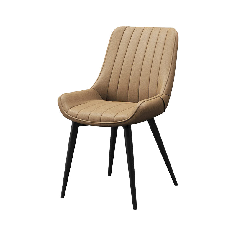 Upholstered Leather Dining Armchairs Solid Back Arm Chairs with Metal Legs Clearhalo ' kitchen&dining_furn' 'Dining Chairs' 'Dining Tables & Seating' 'dining_chair' 'furn' 'furn_dining_chair' 'Furniture' 'furniture_dining_chair' 'Kitchen & Dining Furniture' 'kitchen' 4330723