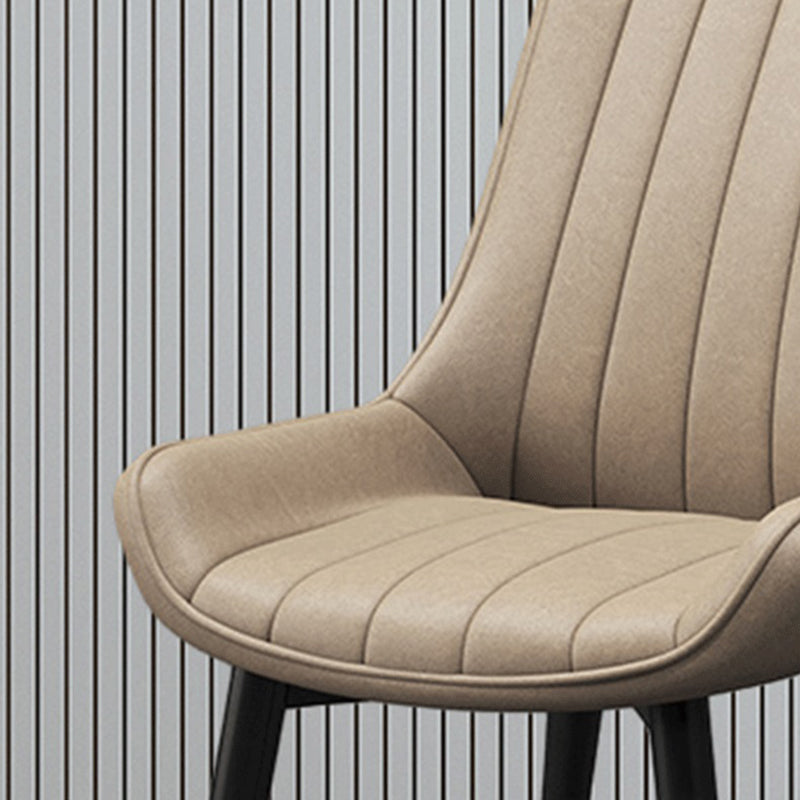 Upholstered Leather Dining Armchairs Solid Back Arm Chairs with Metal Legs Clearhalo ' kitchen&dining_furn' 'Dining Chairs' 'Dining Tables & Seating' 'dining_chair' 'furn' 'furn_dining_chair' 'Furniture' 'furniture_dining_chair' 'Kitchen & Dining Furniture' 'kitchen' 4330725